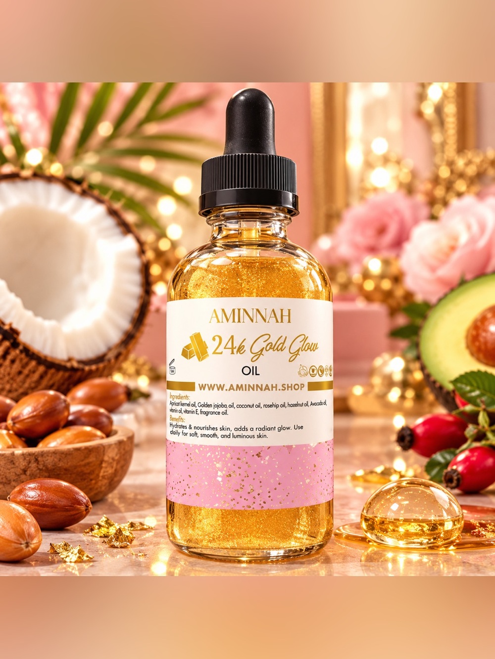Aminnah 24k Gold Glow Oil -